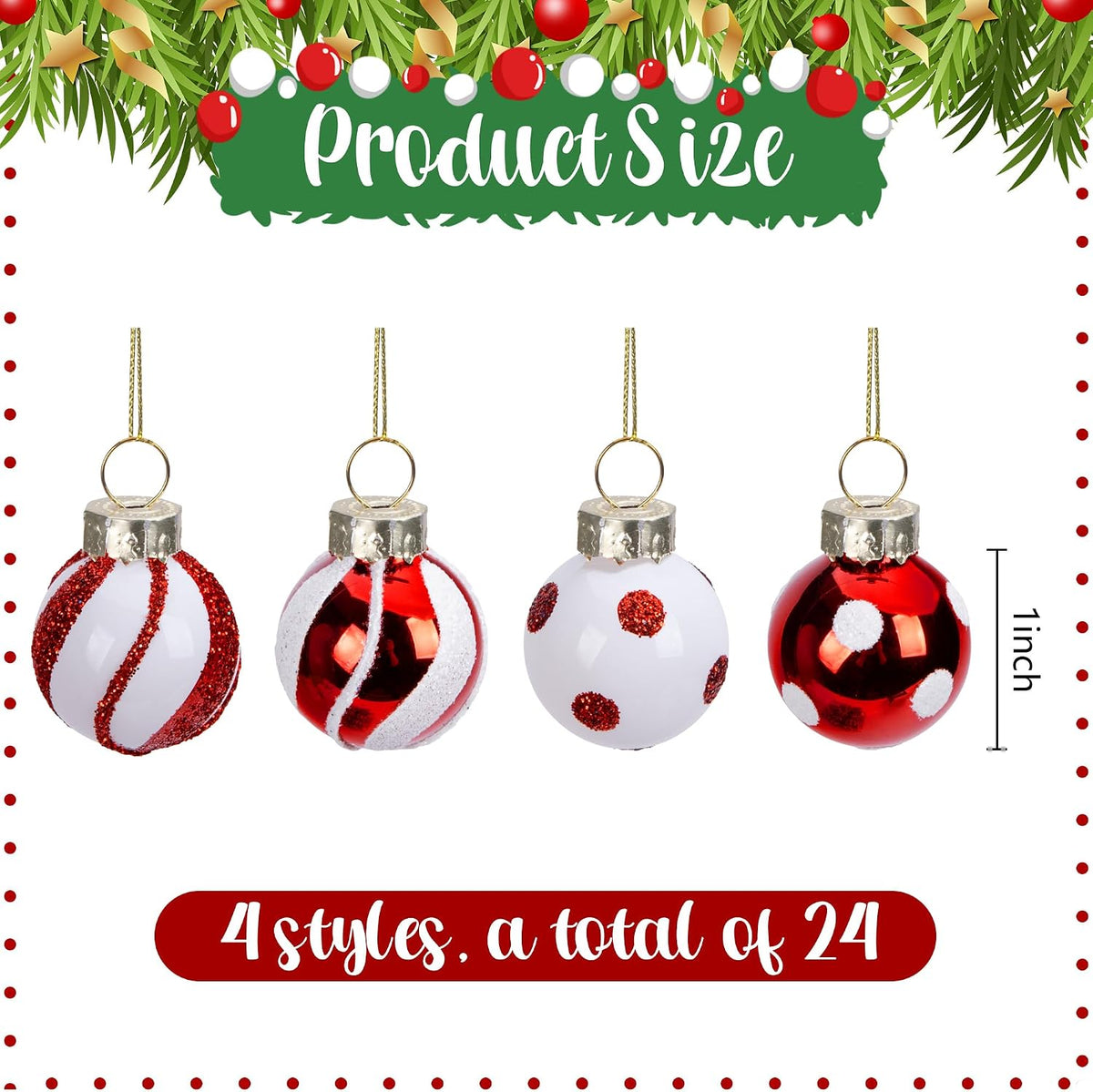 Ornements de boules de Noël 24 unités