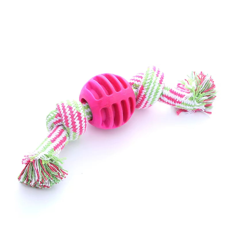 Jouet de chien de chien Corde de coton Double noeud boule résistant à la morsure de dents Toy de nettoyage de balle Pet Suppli