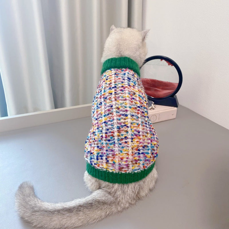 Chandail de cardigan de chien couleur-bloc