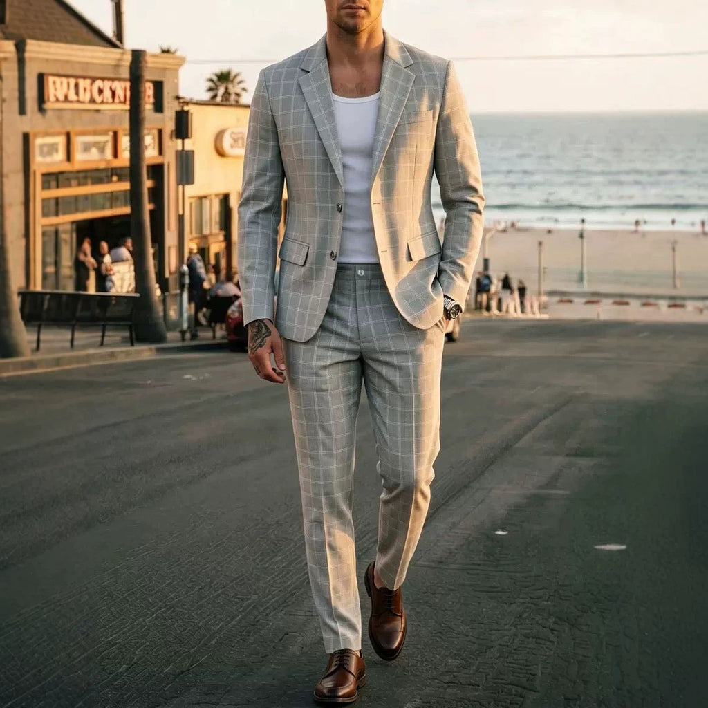 Ensemble de costumes d'affaires légers pour hommes Plaid