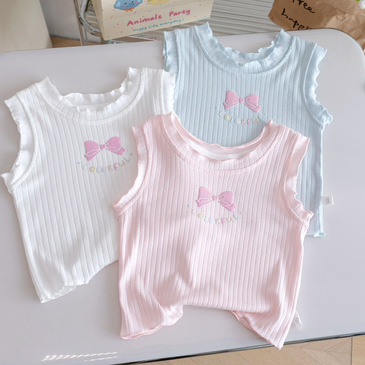 T-shirt pour vêtements de dessus sans manches de couleur Candy