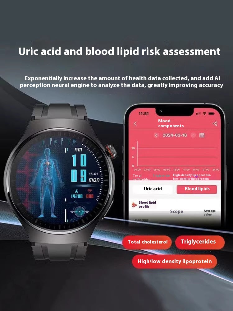 Montre de glycémie non invasive ECG Blood Pressure Heart Rate Smart Bracelet