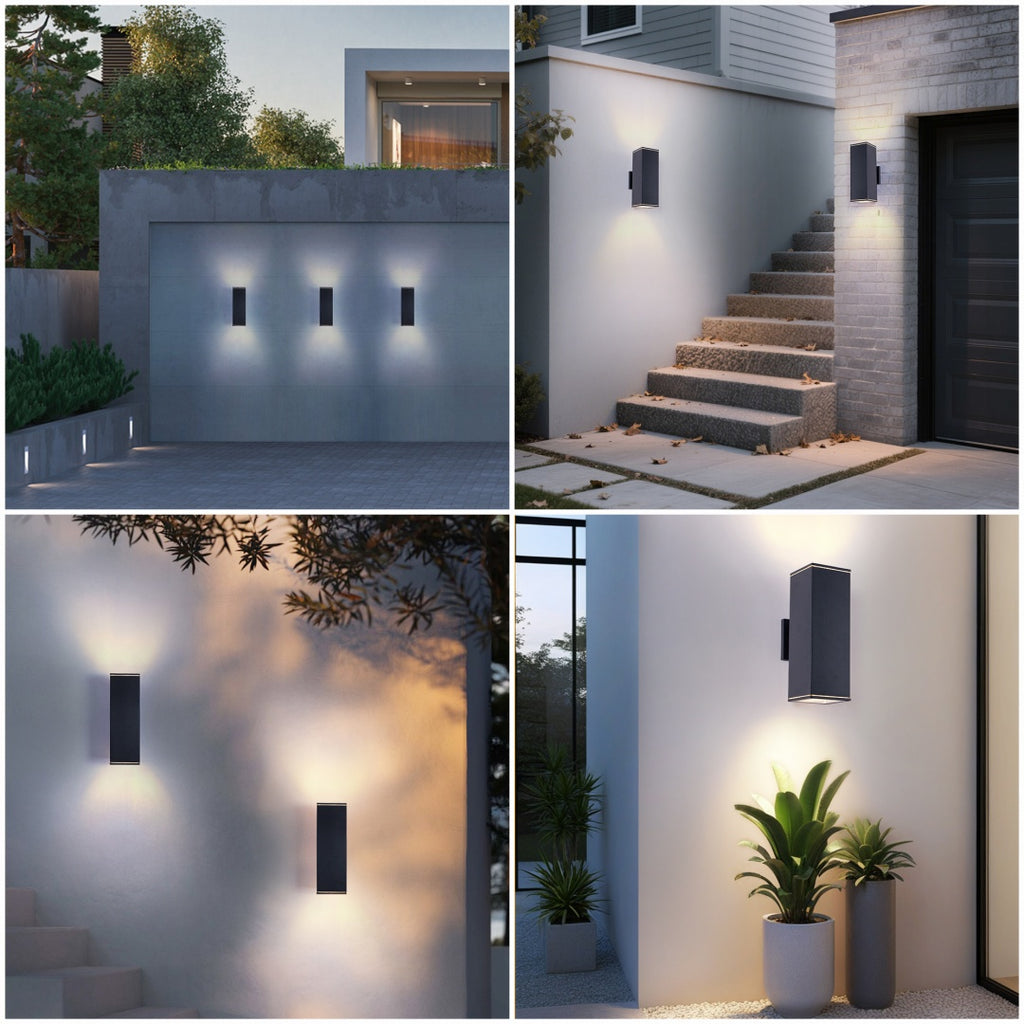 14in moderne extérieur porch lumière patio lumière dans 2 lumières avec tube rectangulaire en aluminium et