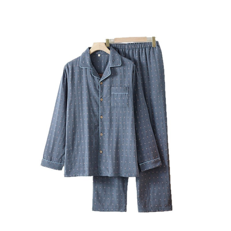 Vêtements de salon pour hommes en coton double couche Gauze
