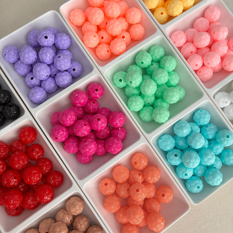 Perles d'espacement rond en acrylique texturé avec trou droit