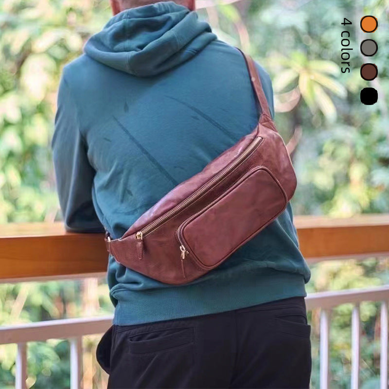 Sac croisé Cowhide de première rangée rétro