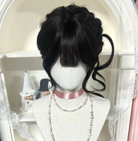 Perruque tressée personnalisée Style Sweet-girl Perruque pleine tête avec side-updo