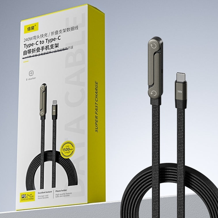 Câble de données pliable 2-en-1 de câble de charge rapide Tablette de téléphone pliable Typ