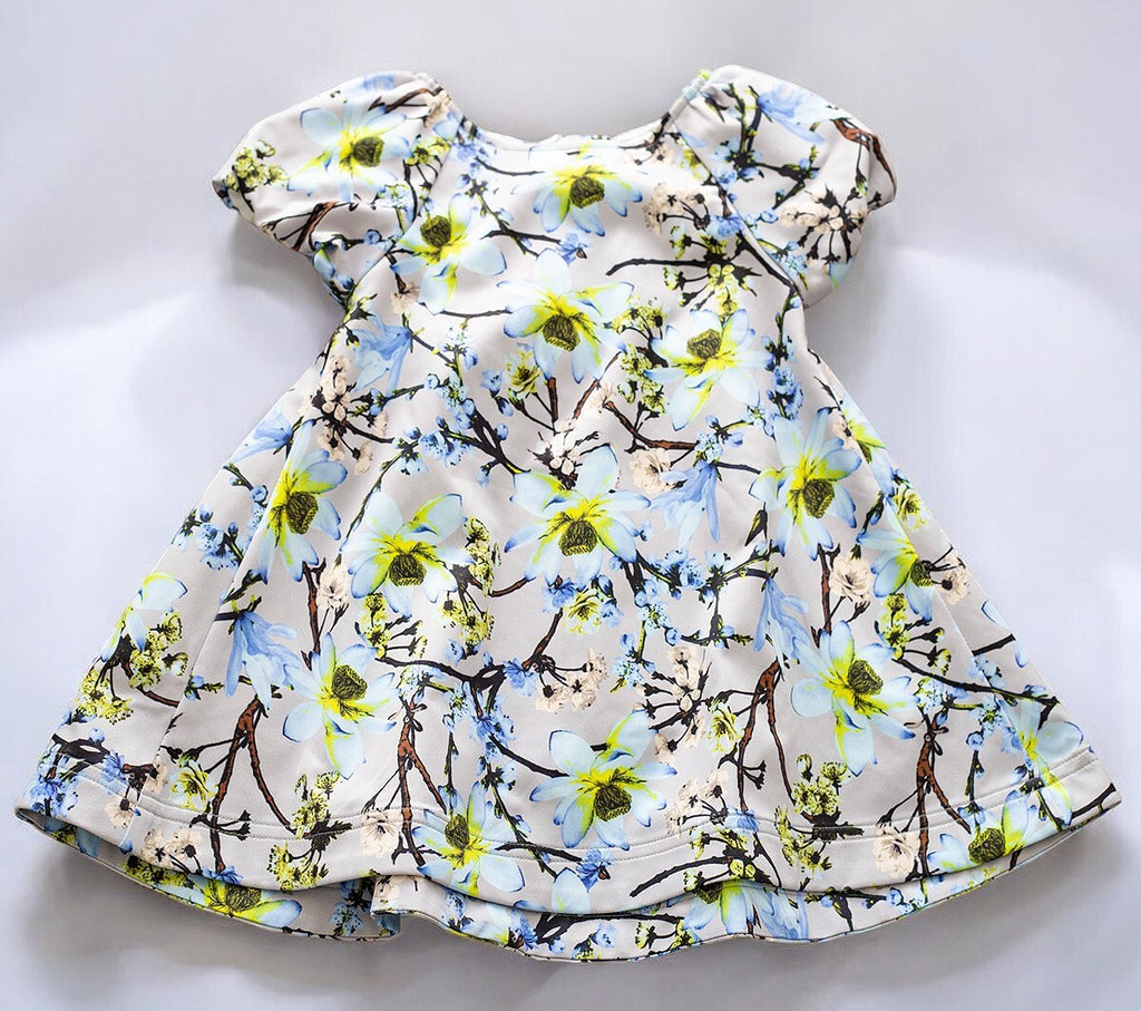 Filles Floral Robe de Smock Puff Manche A-Line Princesse Robe de fête Tout-petit 1-9Y