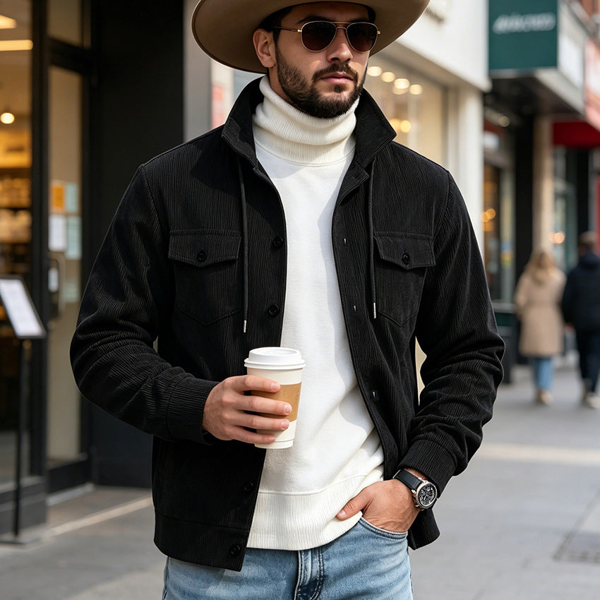 Veste Corduroy Homme Vêtements de dessus Manches longues Top Mens Manteau