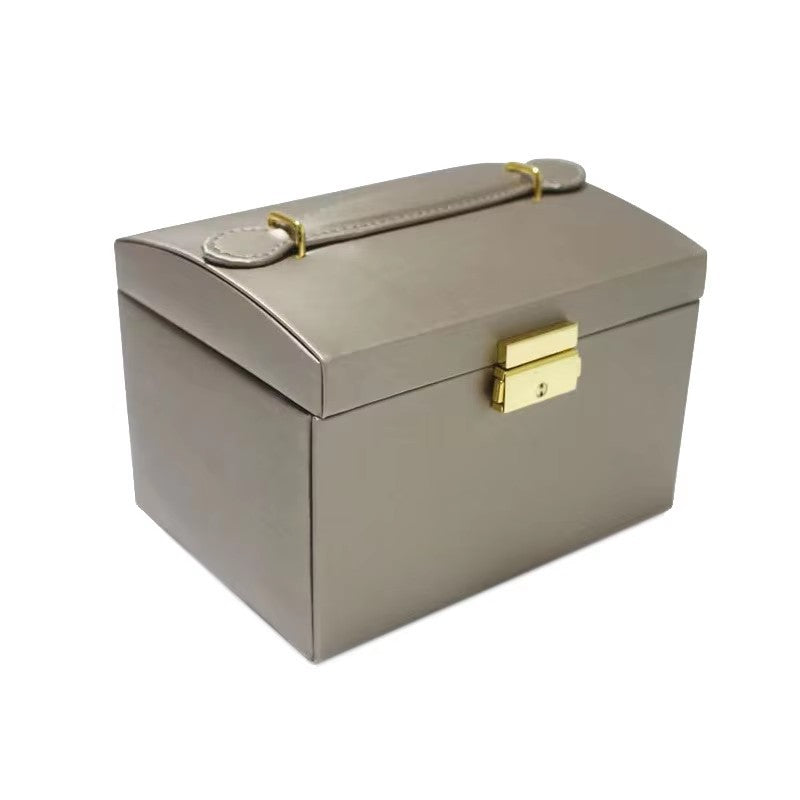 Boîte à bijoux en cuir portable à trois couches