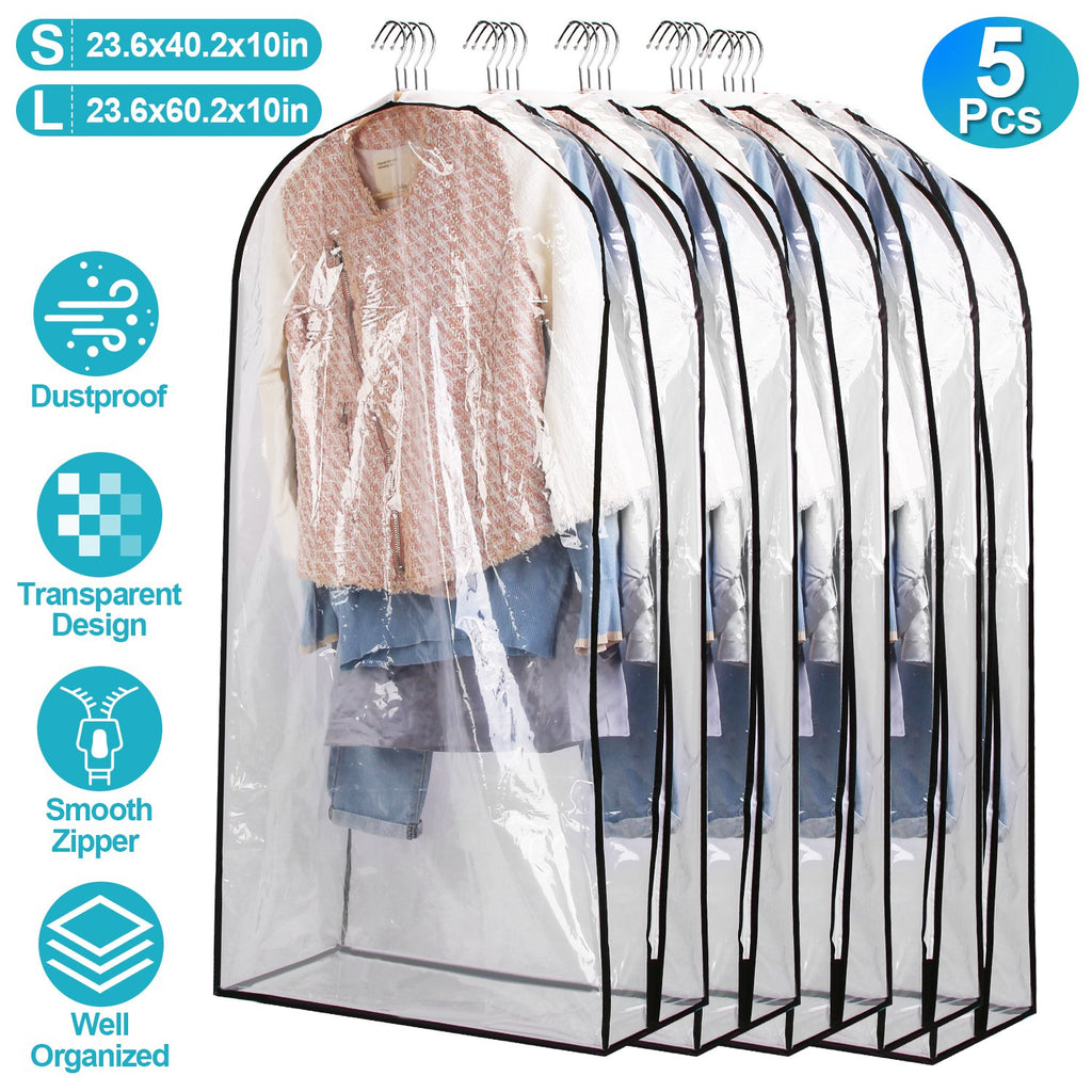 5 Pack 60In OU 40In Options Sac de vêtement pour suspendre des vêtements Organisation Imperméable à la poussière Waterpr