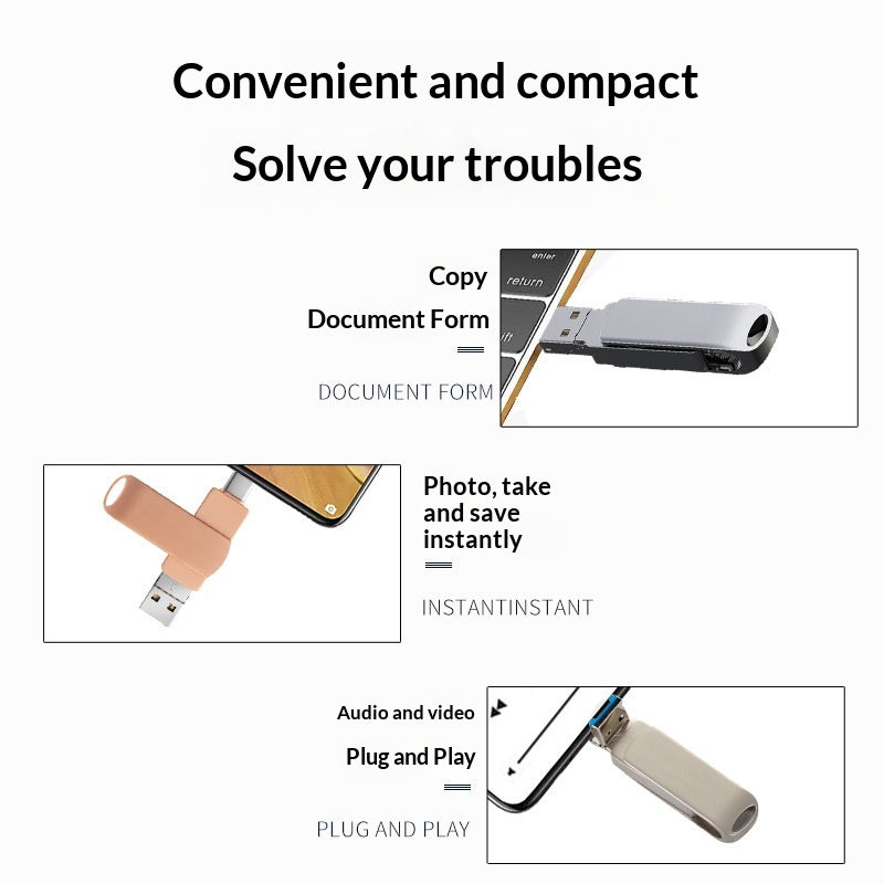 4-en-1 téléphone clé USB double usage pour les deux téléphones et ordinateurs
