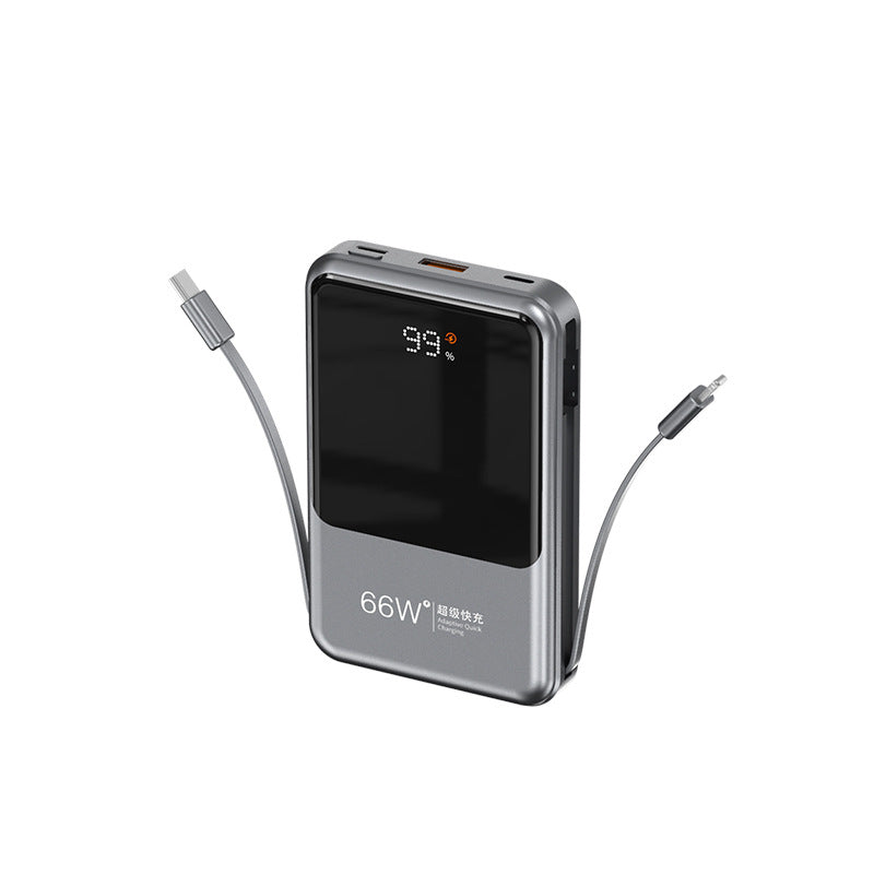 66W Banque d'alimentation sans fil magnétique à deux fils Super Fast Charge