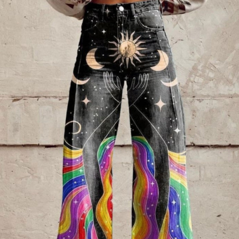 Pantalons de denim imprimés pour femmes
