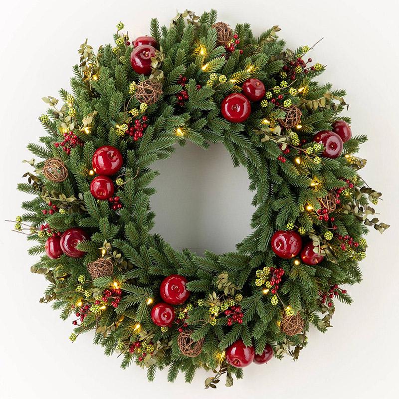 Luxury PE Rattan Wreath de Noël - Décoration de porte de vacances artificielle pour fête de fête à la maison