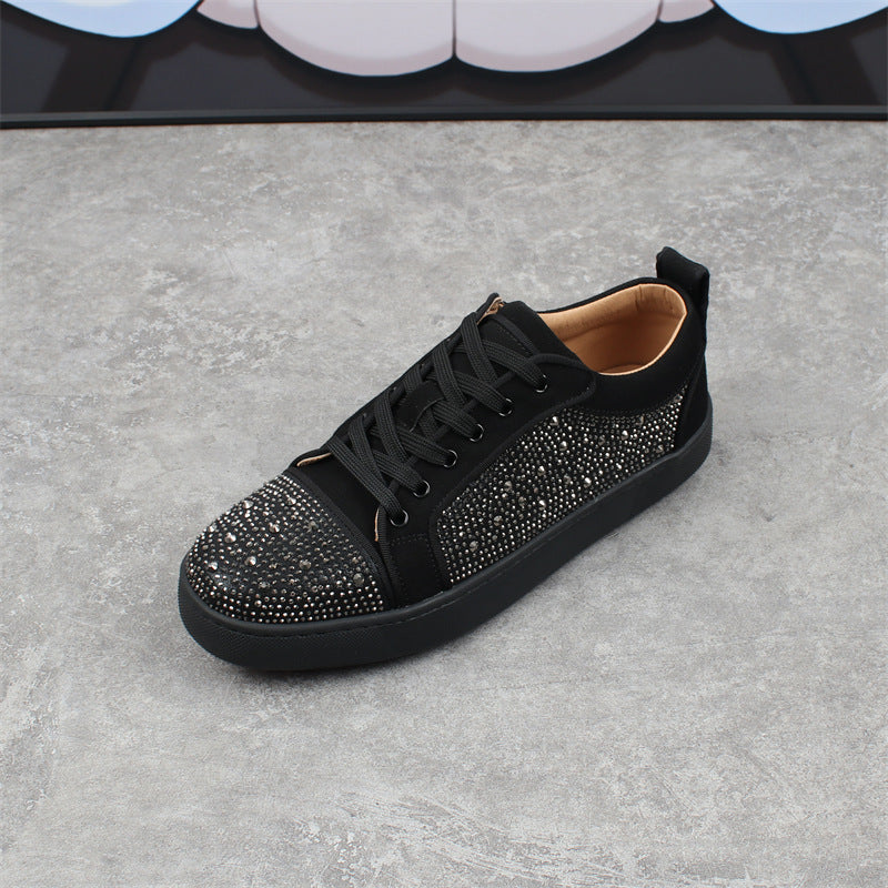 Sneakers de mode respirants bas-haut pour hommes Strass Rouge Fond