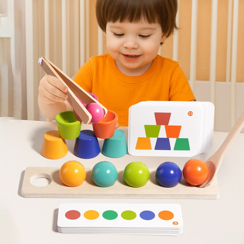 Reconnaissance du nombre de bois Correspondance arithmétique Picking perle and Stacking Cup Early Learning