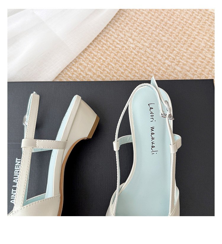 Femme Été Mode Française Versatile OneStrap Strass Bow SquareToe OpenToe Elegant