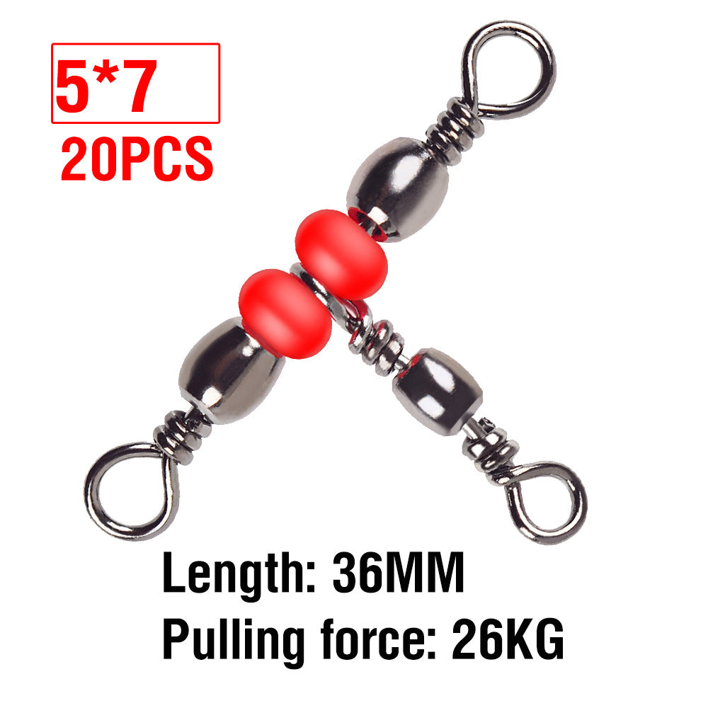 Perles rouges Triple pivotant T-Connector Accessoire de pêche Figurine-Eight pivotant Gadget de pêche