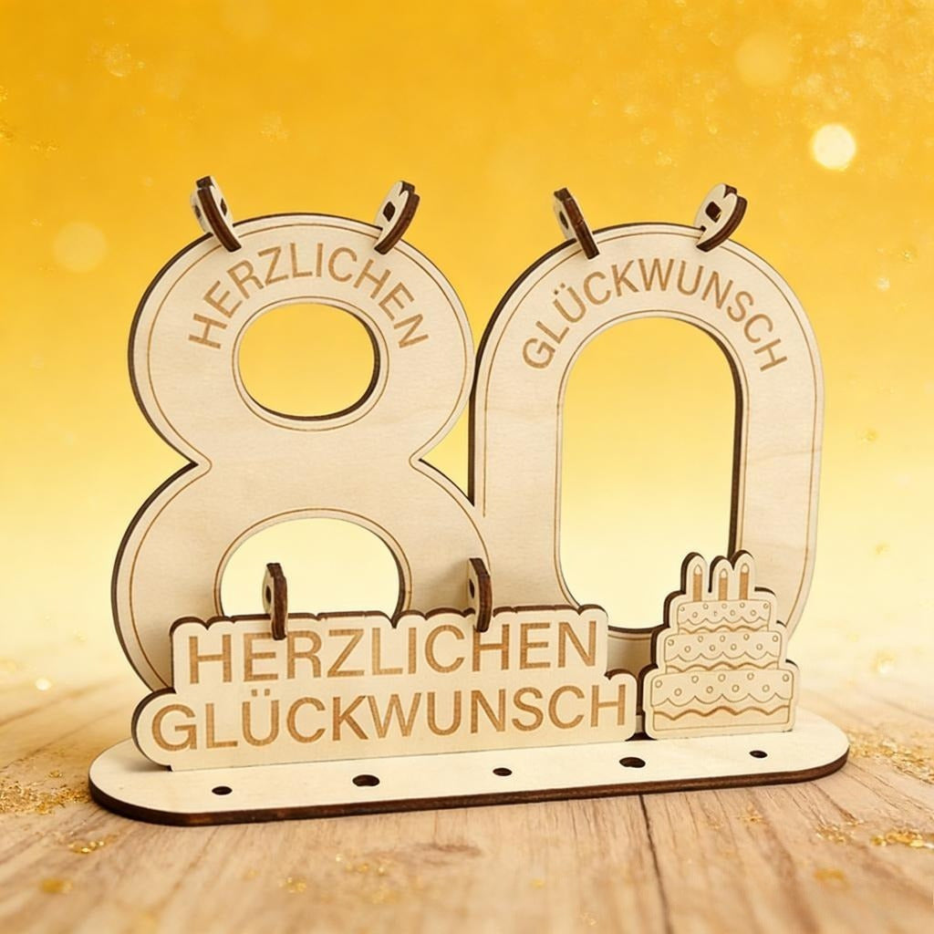 80e anniversaire Cadeau en espèces: bois numéro 80