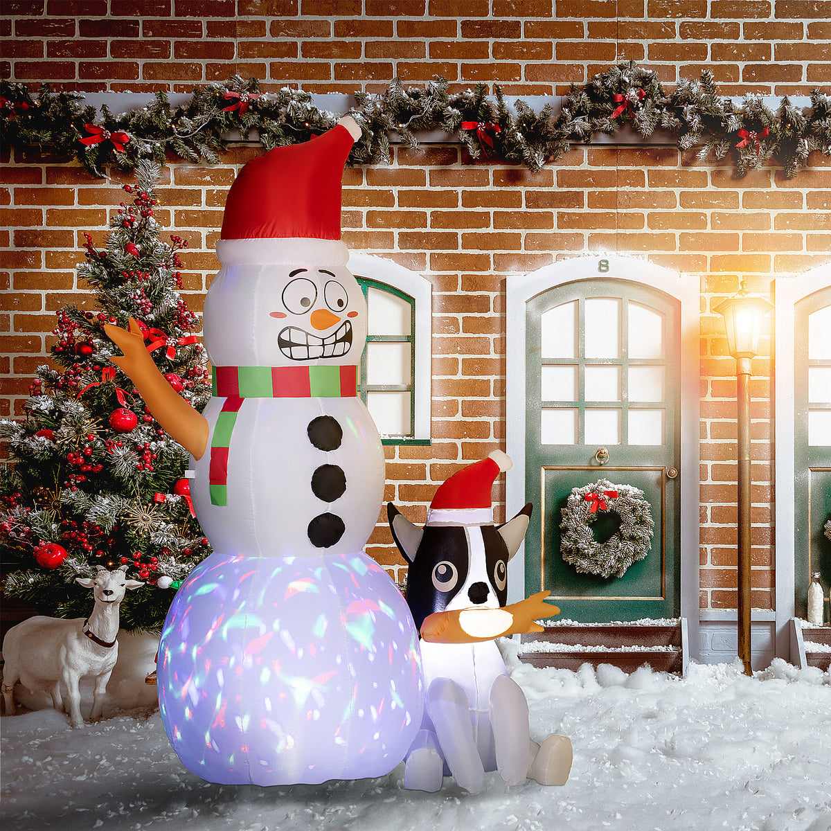 6.2ft Gonflable Père Noël avec décoration de chien