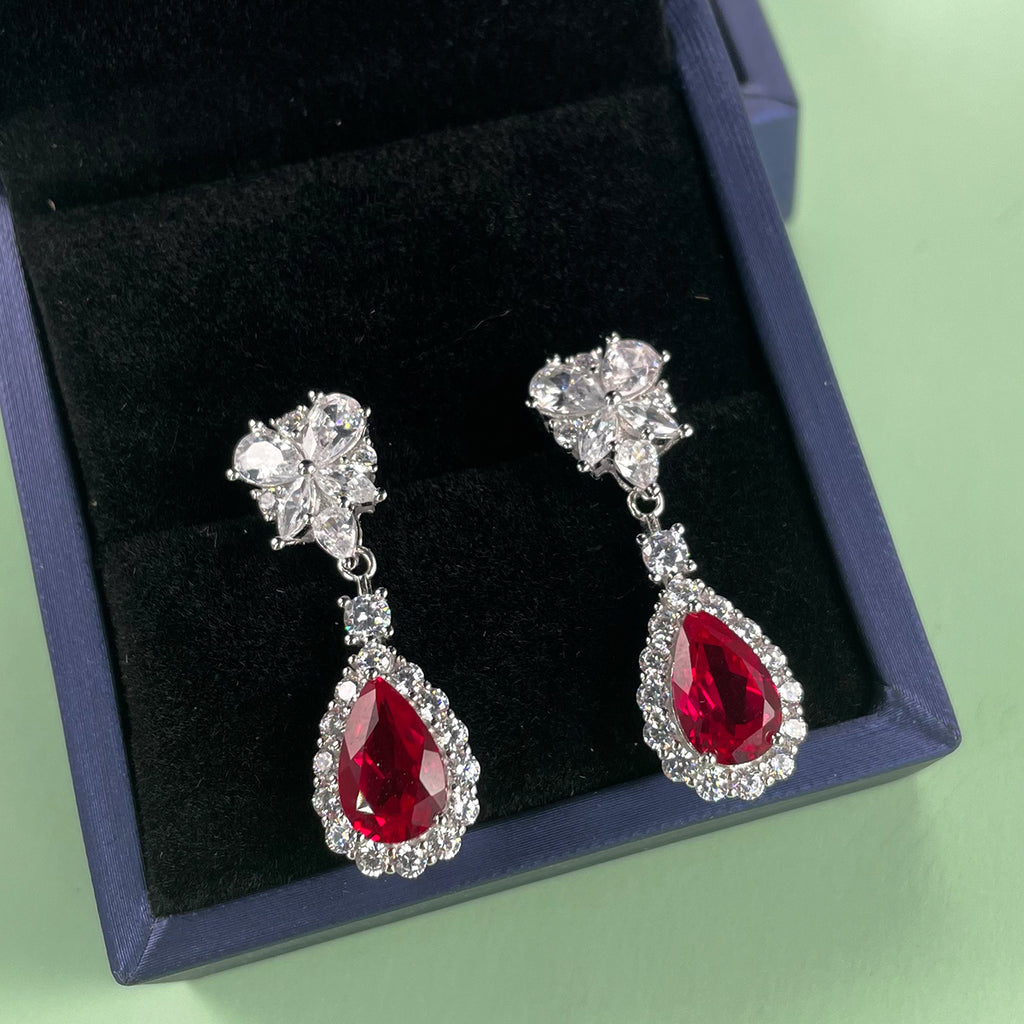 S925 Boucles d'oreilles d'angle en argent sterling Teardrop
