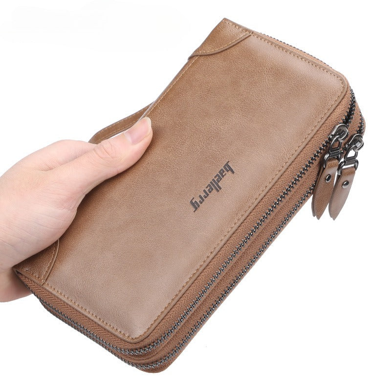 Portefeuille de cartes multiples Casual Double Zip pour hommes