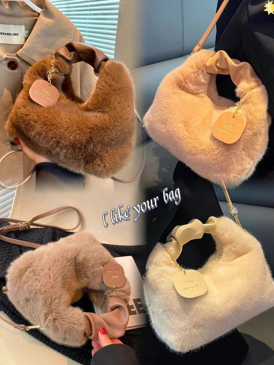 Sac à main en peluche avancé Sac à bandoulière simple et polyvalent - Deep Coff