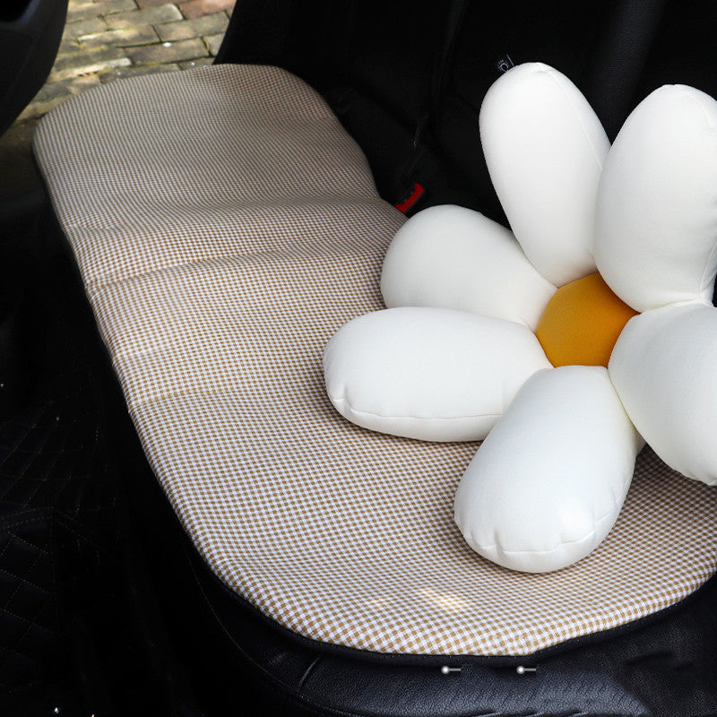 One-piece breathable pure cotton cartoon car linen fabric seat cushion