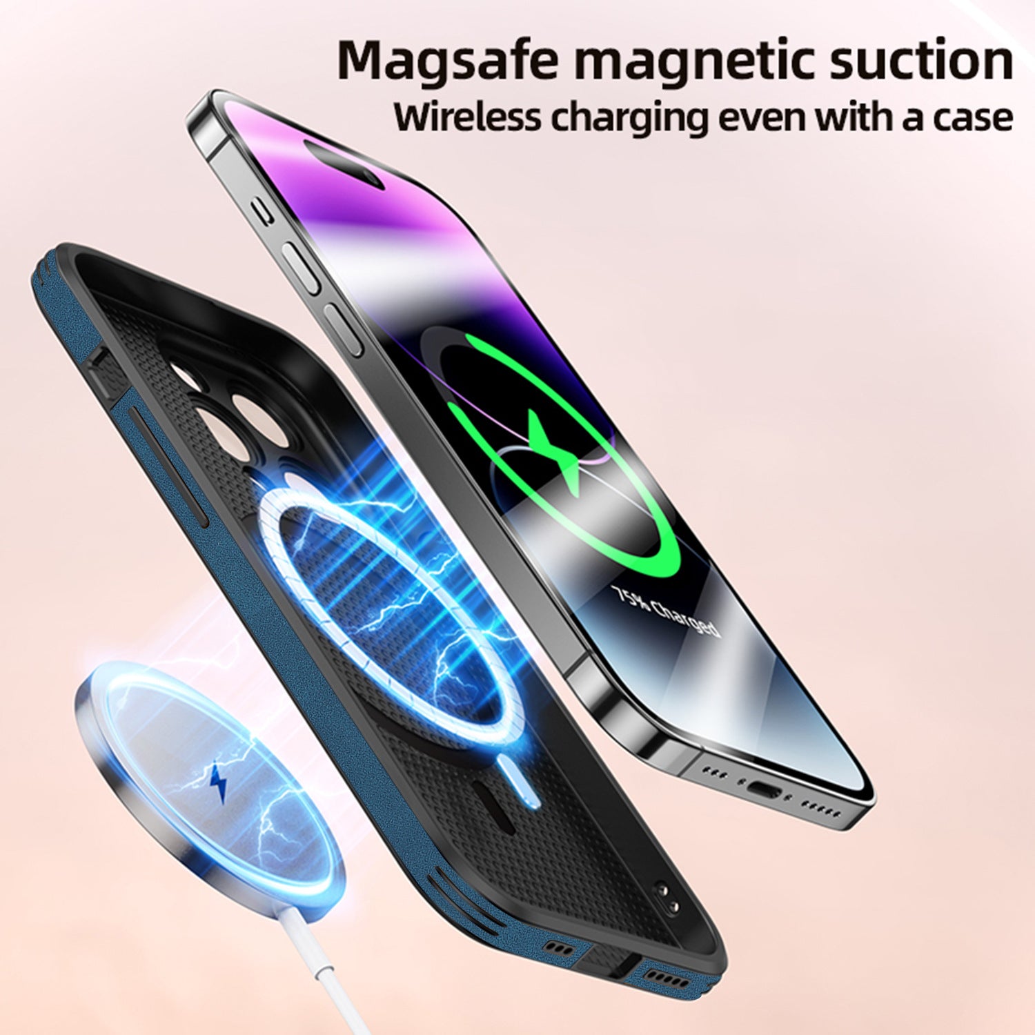 Coque de téléphone Tête de cerf intégrée magnétique résistant à la chute Couverture de protection
