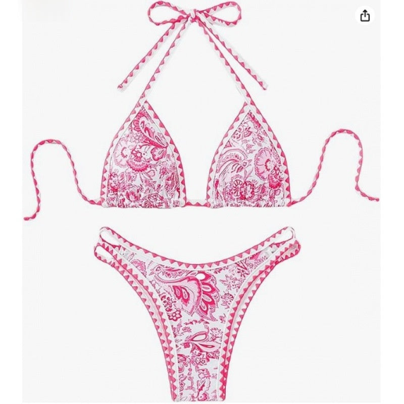 Ensemble de bikini de porcelaine bleu et blanc