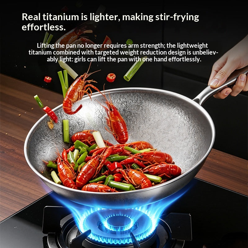 Alliage de titane concassé Wok pour cuisiner à la maison