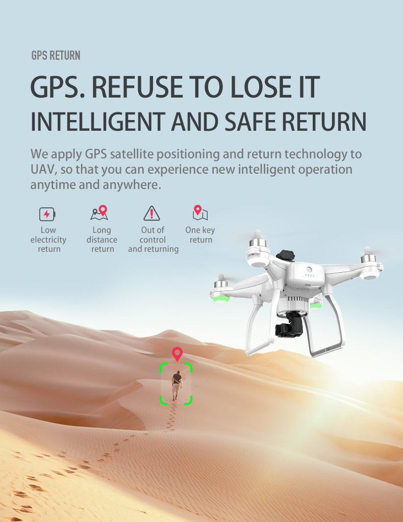Évitement d'obstacle laser 4K HD Trois axes Mécanique Gimbal Dual GPS Drone
