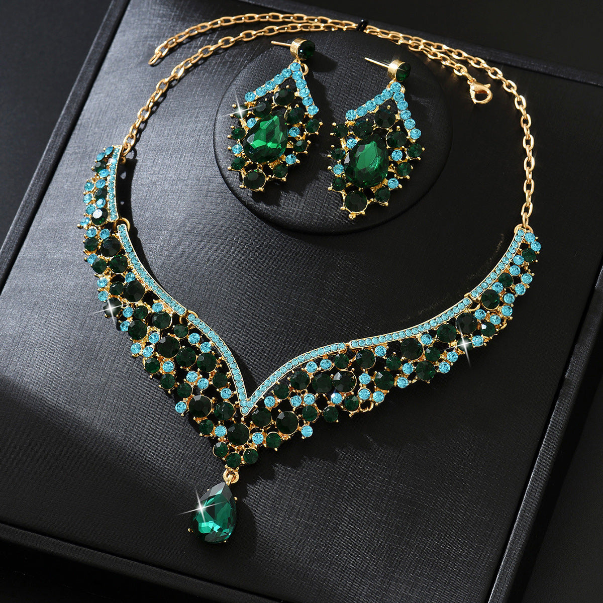 Ensemble de bijoux en cristal exagéré vintage hiver pour femmes