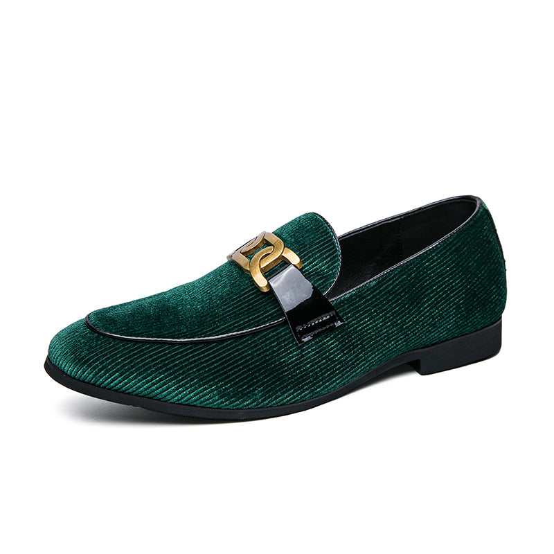 Hommes Plus Taille Corduroy Chaussures en cuir Pointed Toe