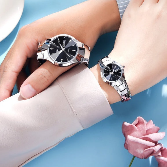 Tungsten acier quartz montre imperméable dames lumineuses