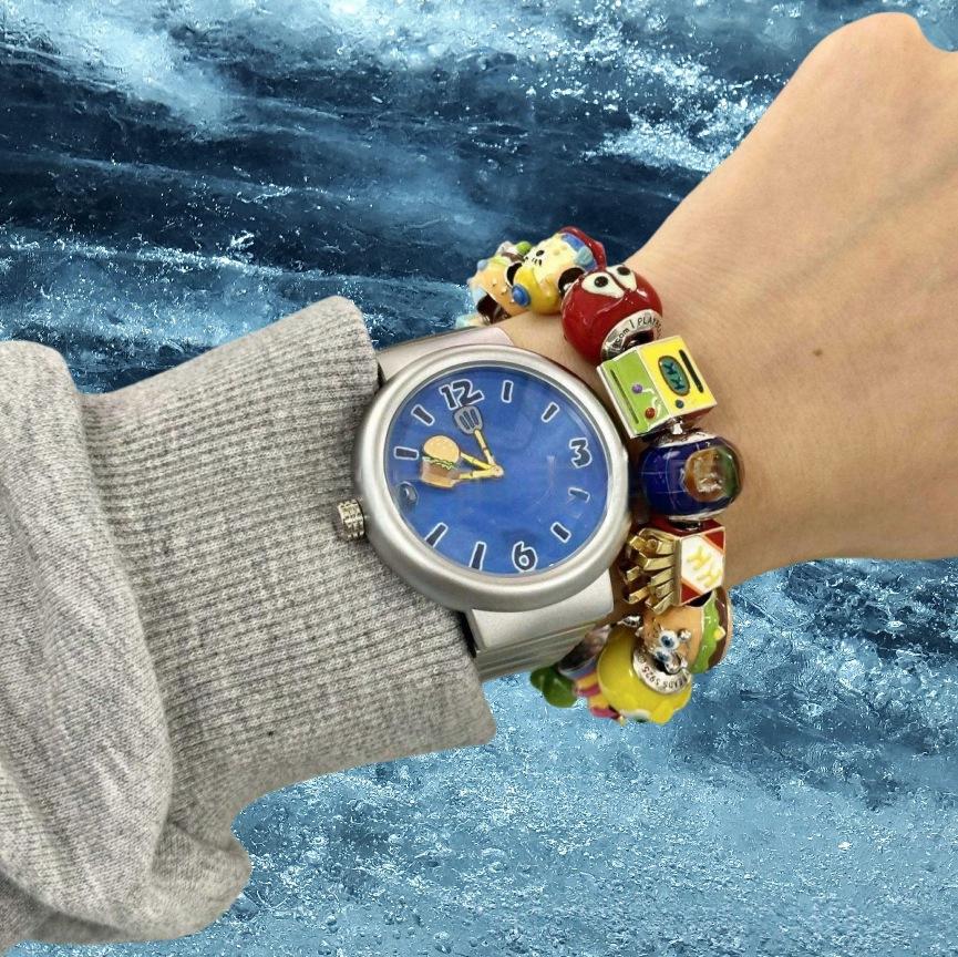 Garden Station Original Pantalons carrés Burger Themed Waterproof Couples Montre
