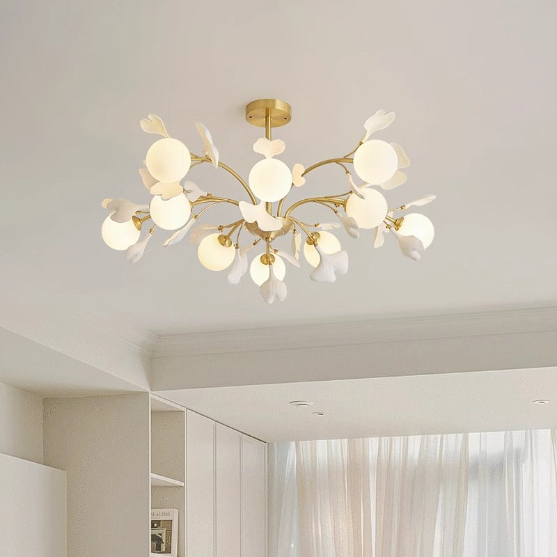 Creamy French Style Chandelier Living Room