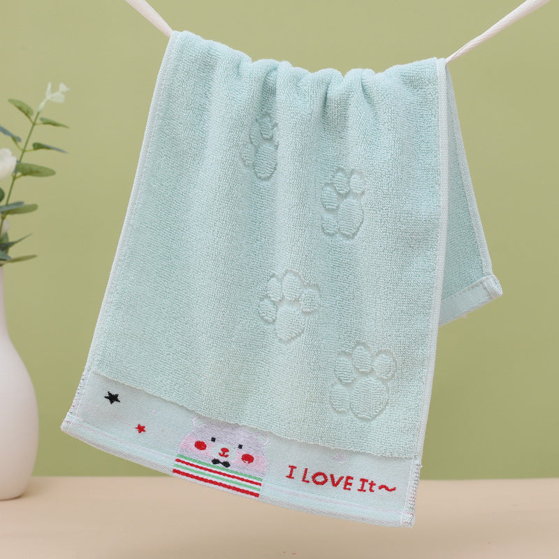 Cute Kids Solid Color Cotton Absorbent Washbasin Towel