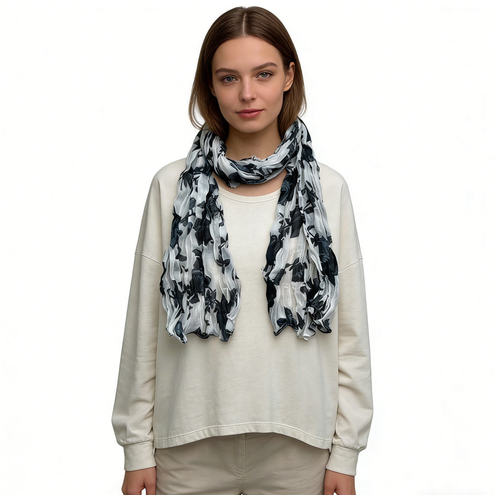 Écharpe texturée texturée 2pcs noir blanc
