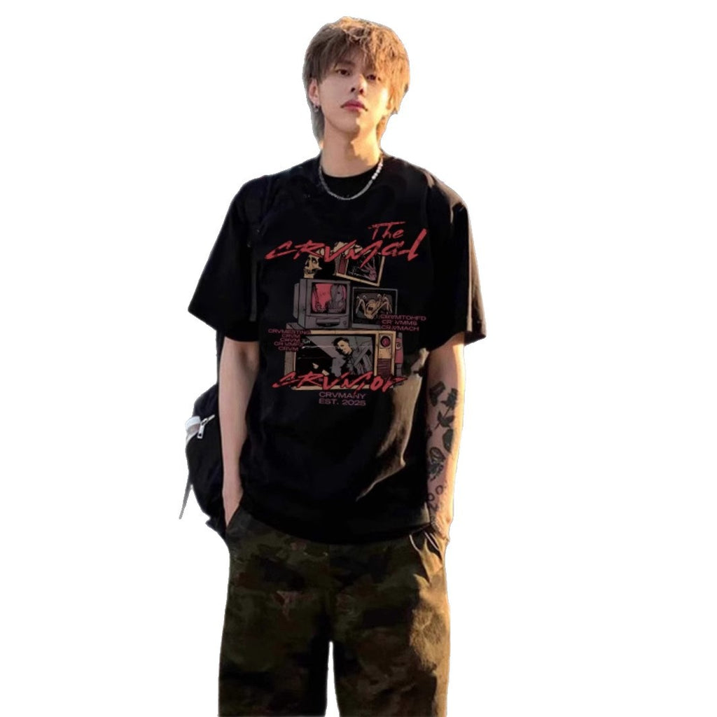 T-shirt American Retro Short Sleeve Hommes