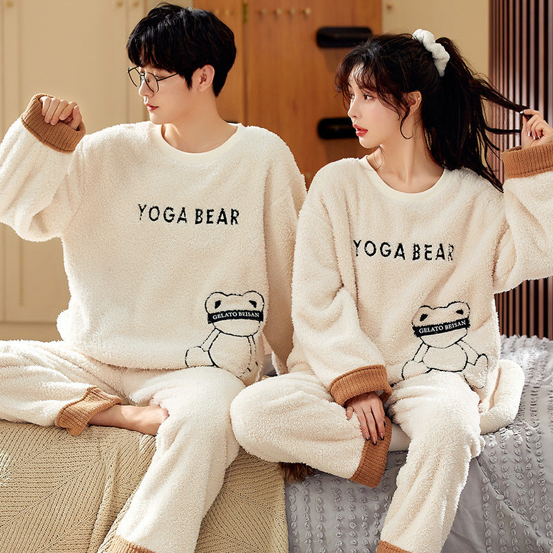 Pyjamas de velours de ménage de couple de polaire de corail