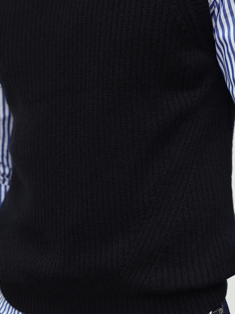 Veste de pull couleur solide Gentlemans V-Neck intérieur ou outre-wear