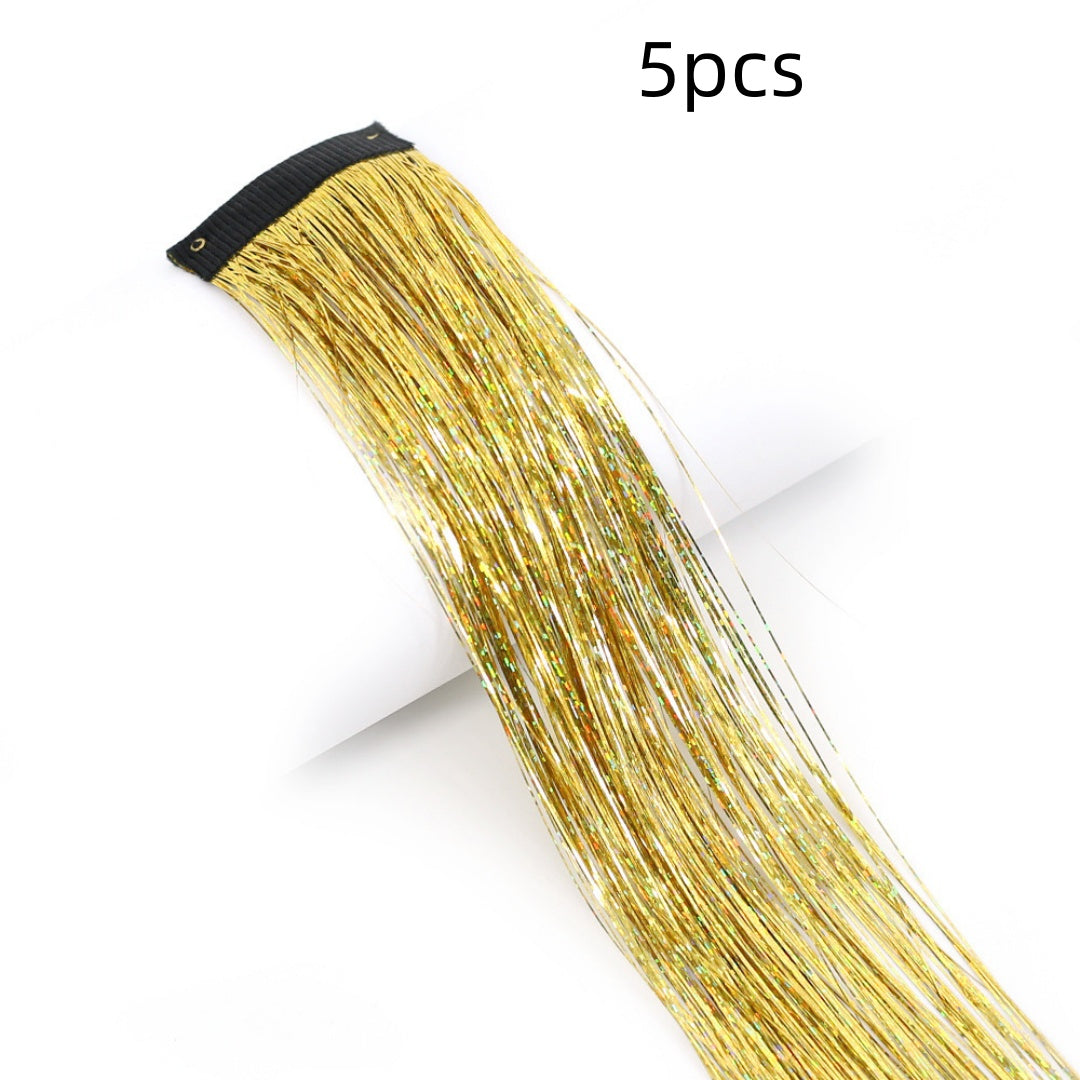 BB Clip-in Golden-Thread Perruque Shimmering Rainbow Extensions de cheveux