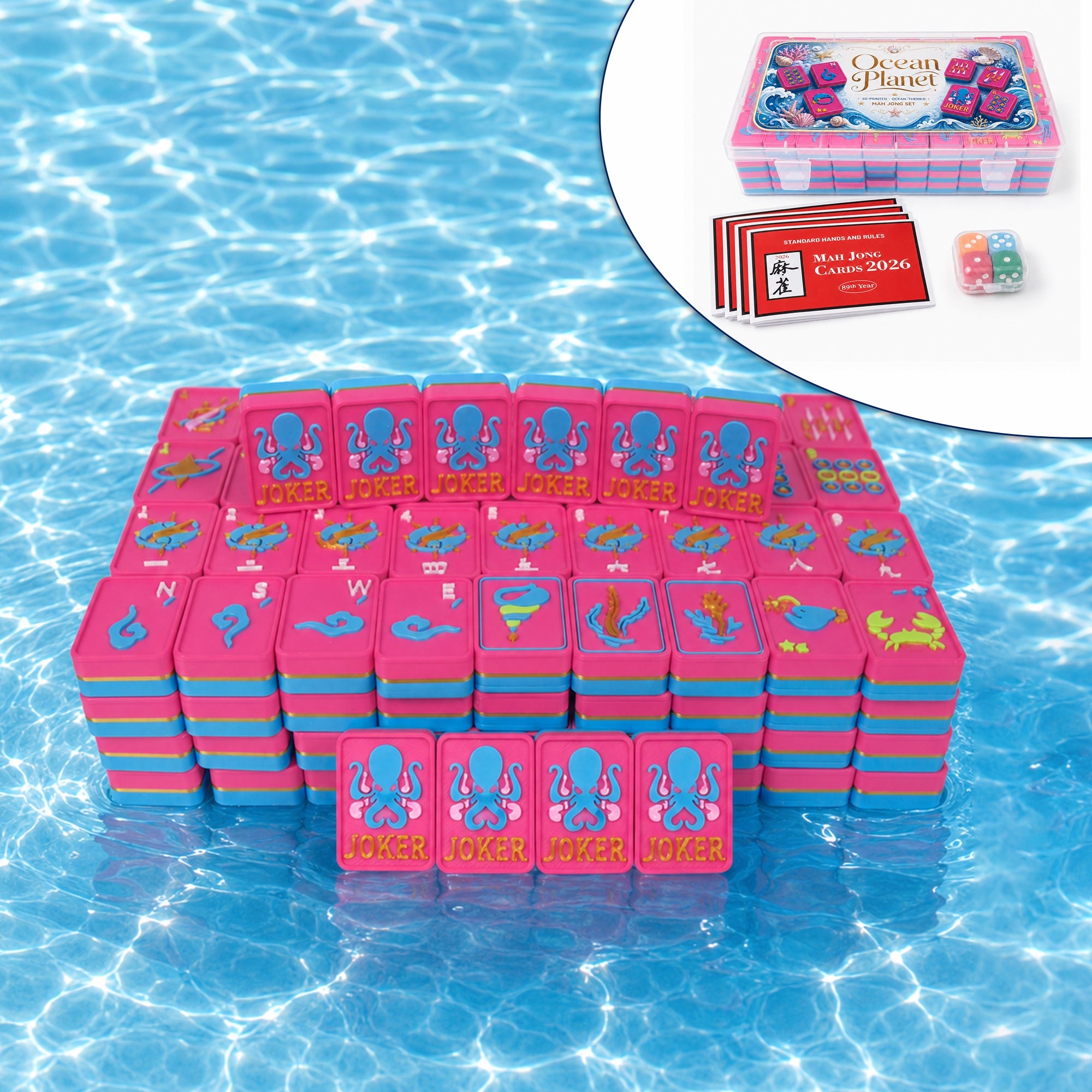 160PCS flottant American Mahjong Set Ocean Thème