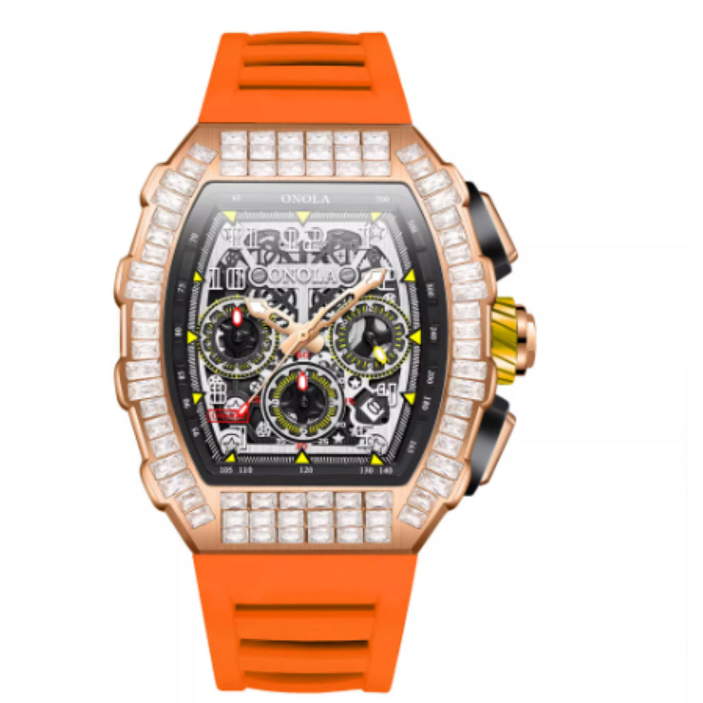 Montre de luxe en diamant carré pour hommes avec motif Star