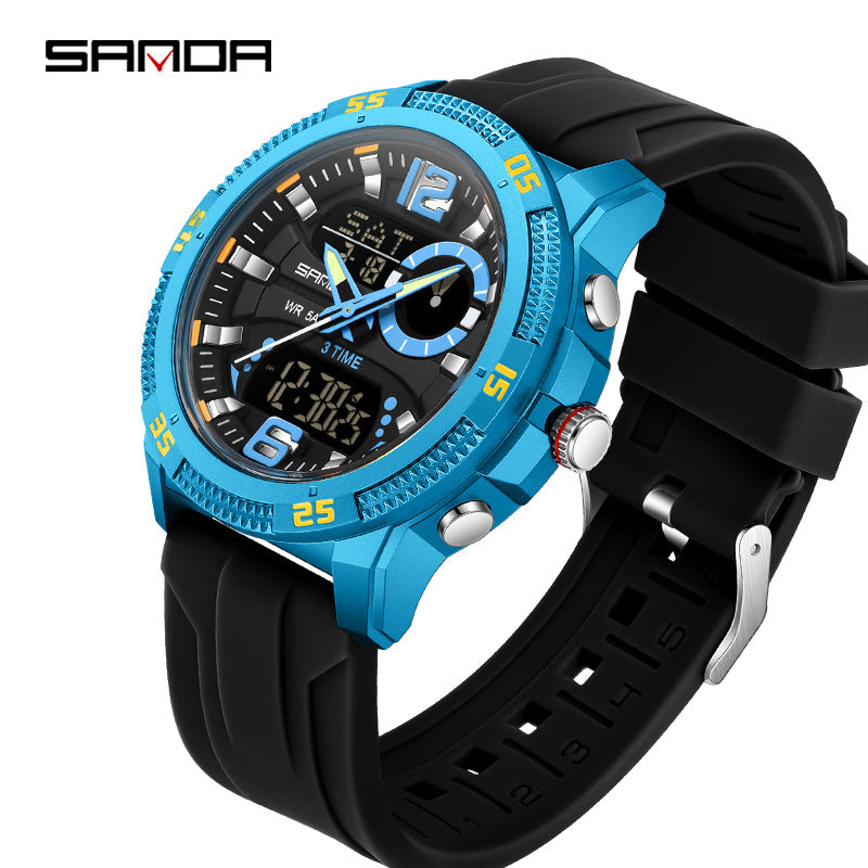 SANDA hommes montre électronique jeunesse réveil lumineux Sporty