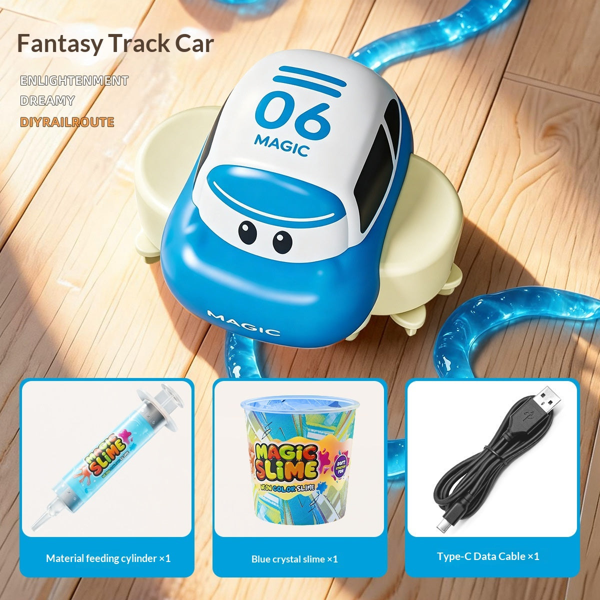 Schleich Educational DIY Free-Drawing Crystal Slime Dreamy Track Car Toy