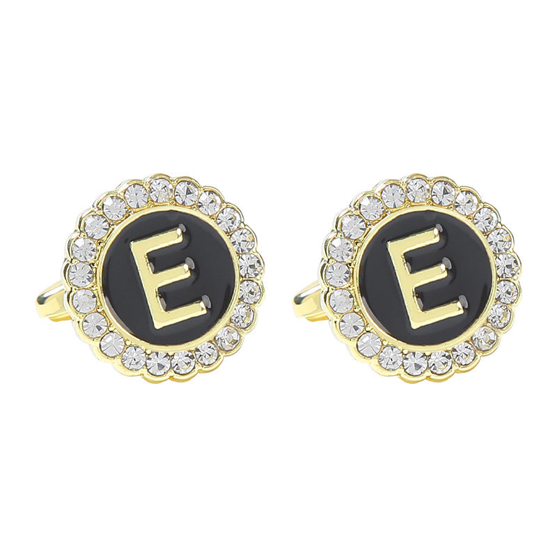 Rond Diamant French Cufflinks 26 lettres pour hommes